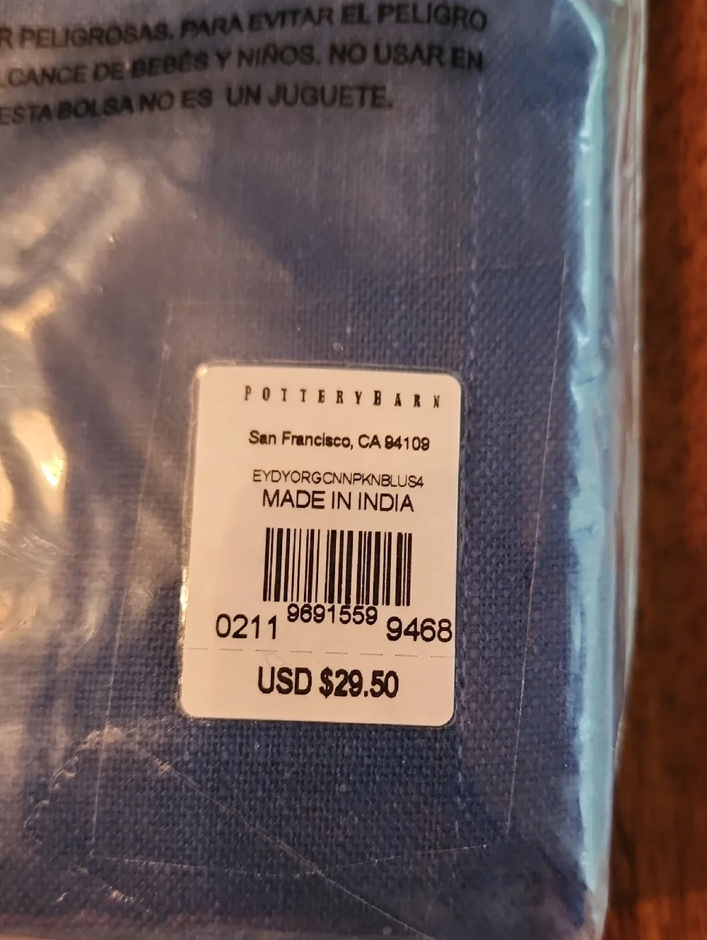 NWT Pottery Barn Everyday Napkins in Blue Organic Cotton Set of 4